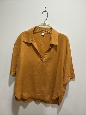 Magaschoni gold  Linen Oversized Shirt size small